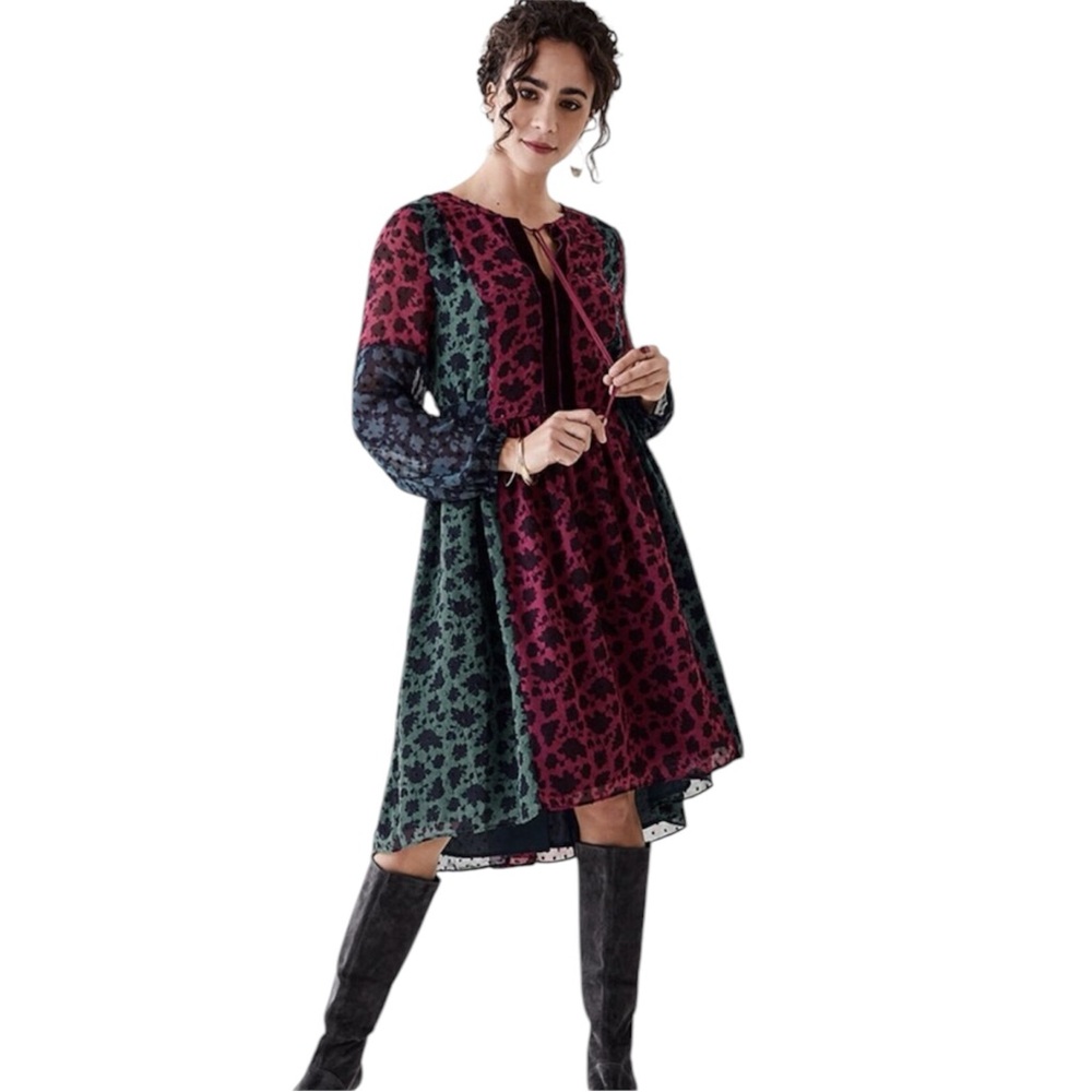 Matilda Jane A Little Party Dress NWT Swiss Dot Hi-Lo Colorblock Boho Medium